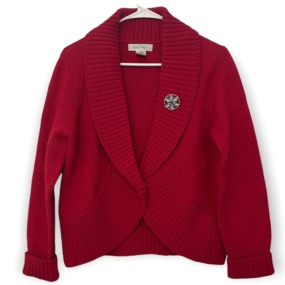 Nine West Wool Blend Shrug Cardigan | Red | Size M - Picture 1 of 7